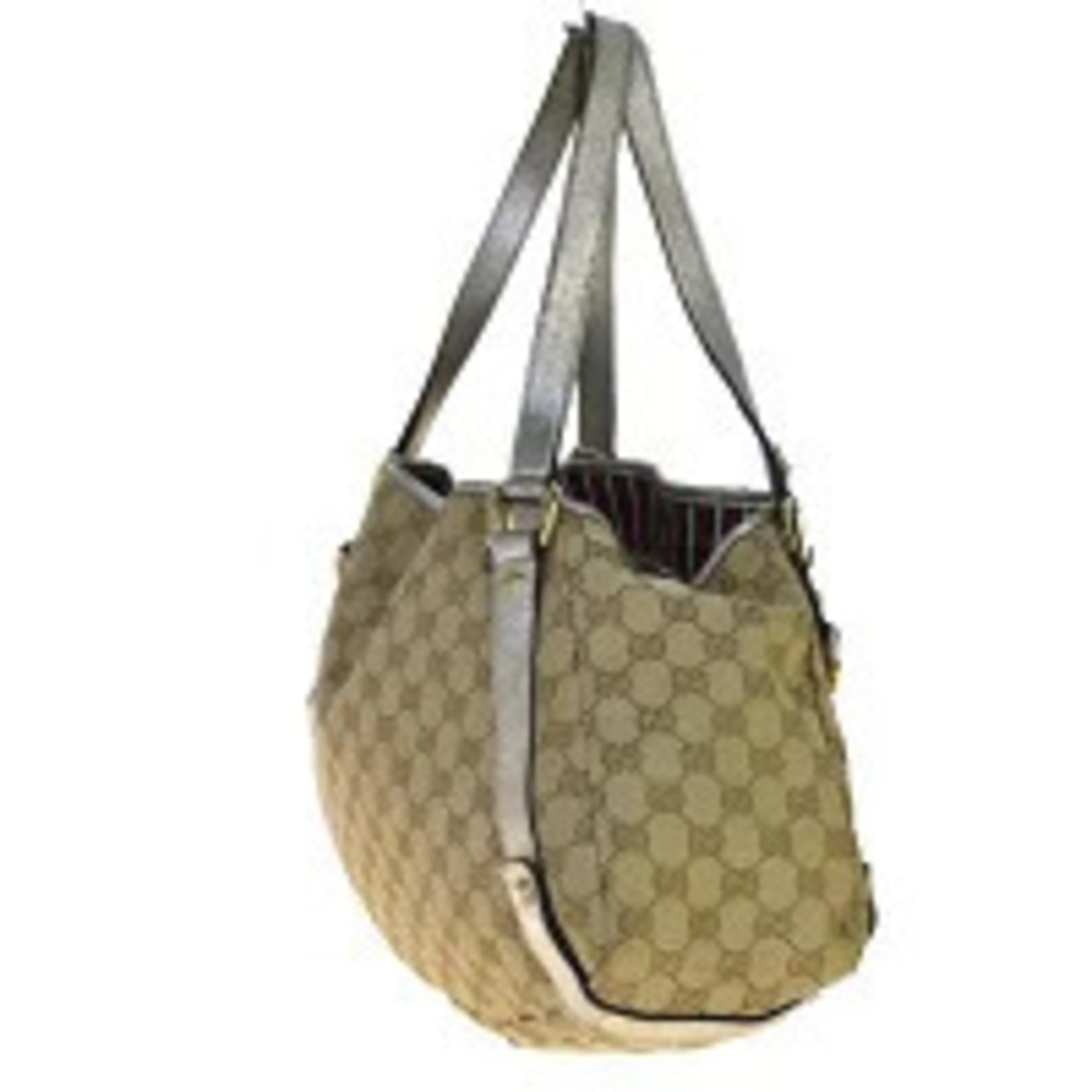Gucci bag GG shoulder leather canvas beige Tan